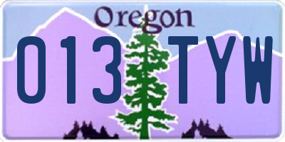 OR license plate 013TYW