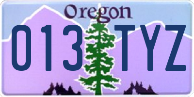 OR license plate 013TYZ