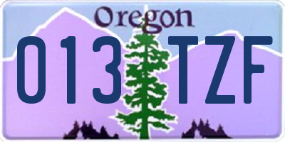 OR license plate 013TZF