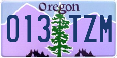 OR license plate 013TZM