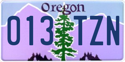 OR license plate 013TZN