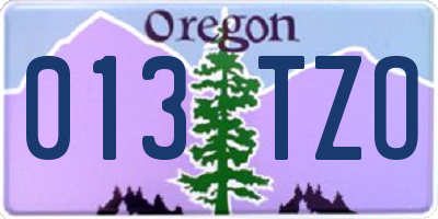 OR license plate 013TZO