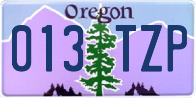 OR license plate 013TZP