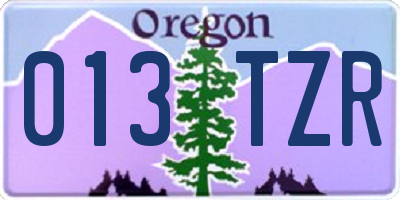 OR license plate 013TZR