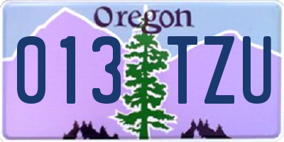 OR license plate 013TZU