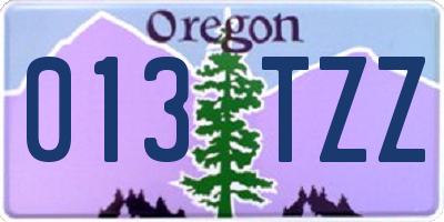 OR license plate 013TZZ