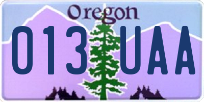 OR license plate 013UAA