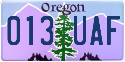 OR license plate 013UAF