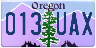 OR license plate 013UAX
