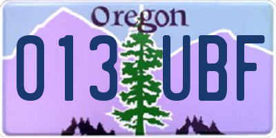OR license plate 013UBF