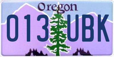 OR license plate 013UBK