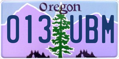 OR license plate 013UBM
