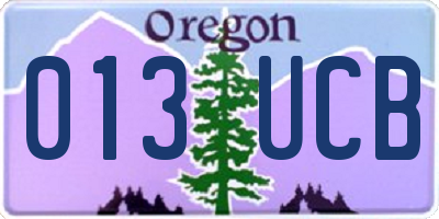 OR license plate 013UCB