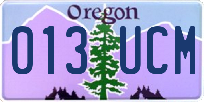 OR license plate 013UCM