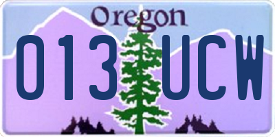 OR license plate 013UCW