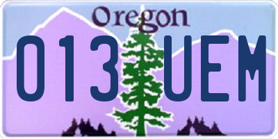 OR license plate 013UEM