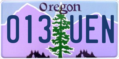 OR license plate 013UEN