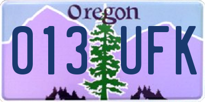 OR license plate 013UFK