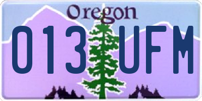 OR license plate 013UFM