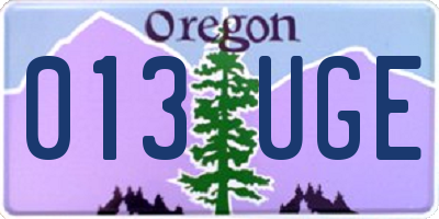 OR license plate 013UGE