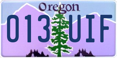 OR license plate 013UIF