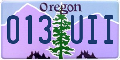 OR license plate 013UII