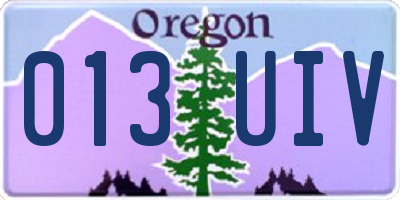 OR license plate 013UIV