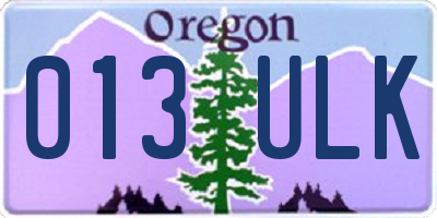 OR license plate 013ULK