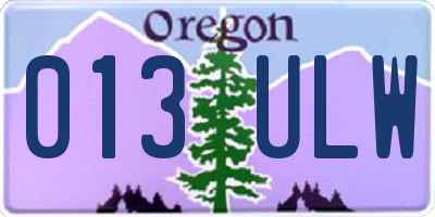 OR license plate 013ULW