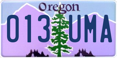 OR license plate 013UMA