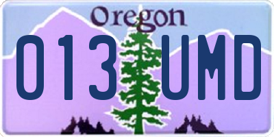 OR license plate 013UMD
