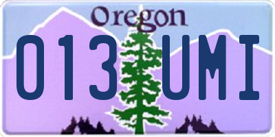 OR license plate 013UMI