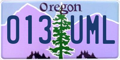 OR license plate 013UML