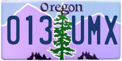 OR license plate 013UMX