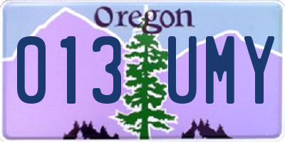 OR license plate 013UMY