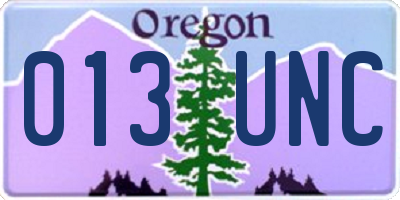 OR license plate 013UNC