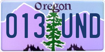OR license plate 013UND