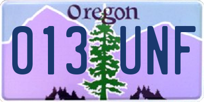 OR license plate 013UNF