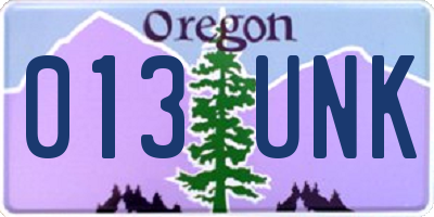OR license plate 013UNK