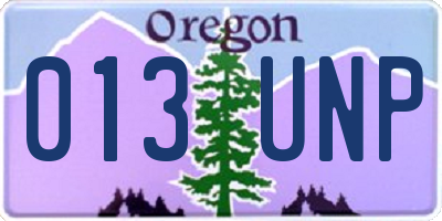 OR license plate 013UNP