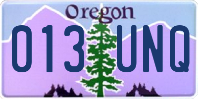 OR license plate 013UNQ