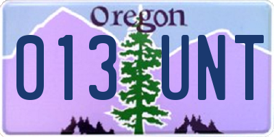 OR license plate 013UNT
