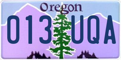 OR license plate 013UQA