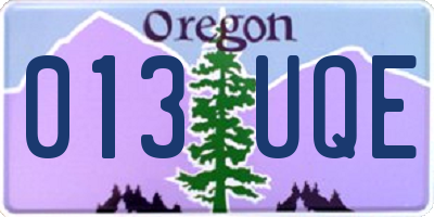 OR license plate 013UQE