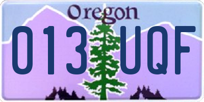 OR license plate 013UQF