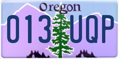 OR license plate 013UQP