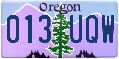 OR license plate 013UQW