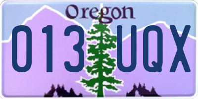 OR license plate 013UQX