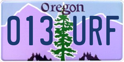 OR license plate 013URF
