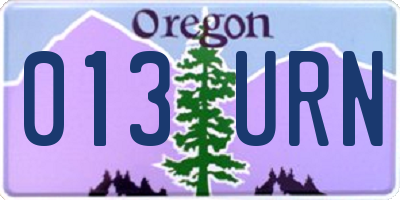 OR license plate 013URN